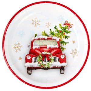 RED TRUCK HOLIDAY DINNER PLATE SET (24)